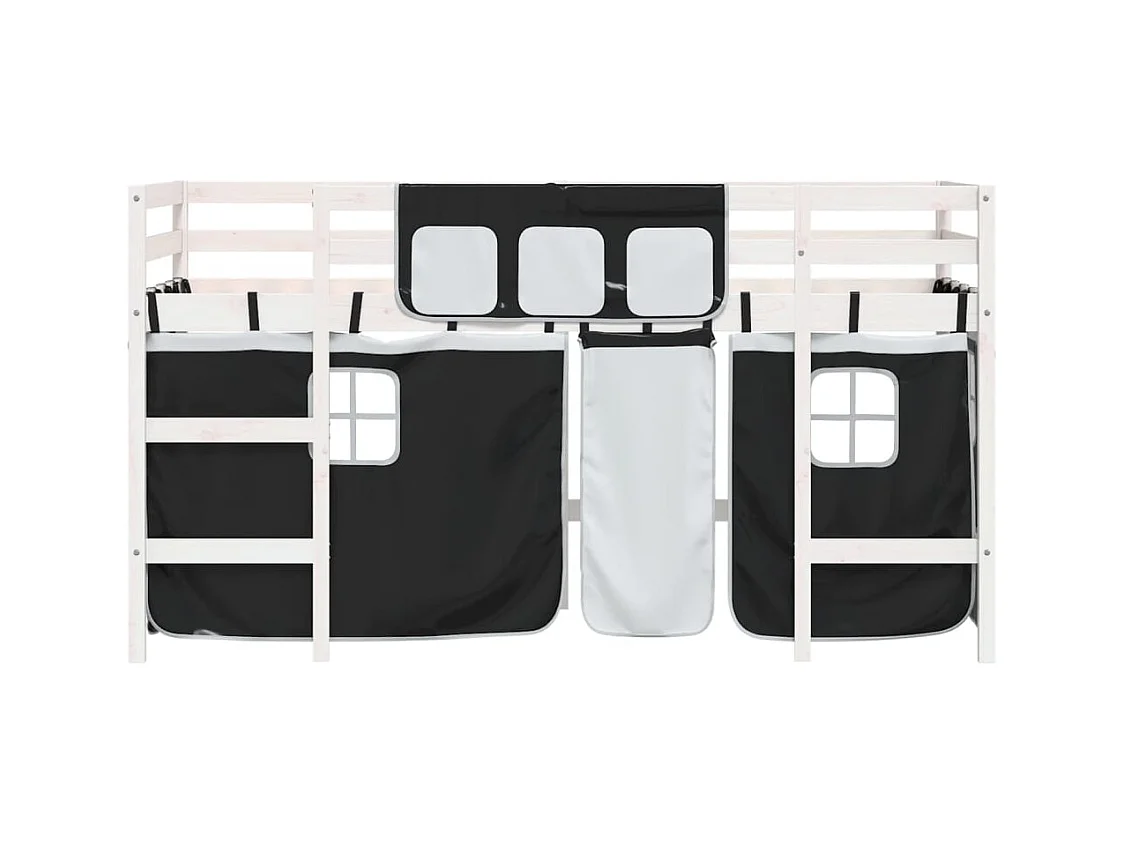 Lit simple-Lit mezzanine enfants avec rideaux sans matelas 80x200 cm