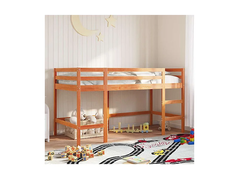 Lit simple-Lit mezzanine enfant sans matelas avec échelle 80x200 cm