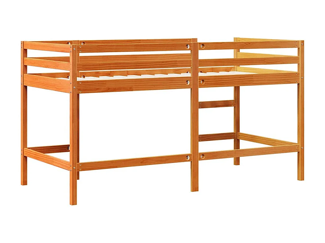 Cama infantil | Cama alta p/criança c/escada 80x200cm pinho maciço castanho-mel SHL226553