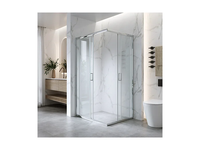 Box Doccia Scorrevole 80x100 Cm H 185 cm Cristallo 6 mm Trasparente Temperato| Kiro