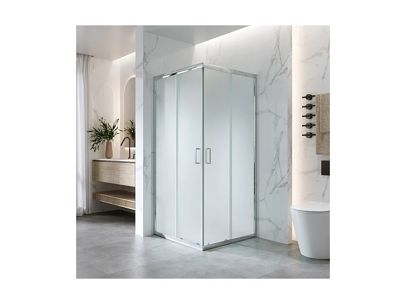 Cabina Doccia Angolare Scorrevole 80x80 Cm H 185 cm vetro Opaco 6 mm| Kiro