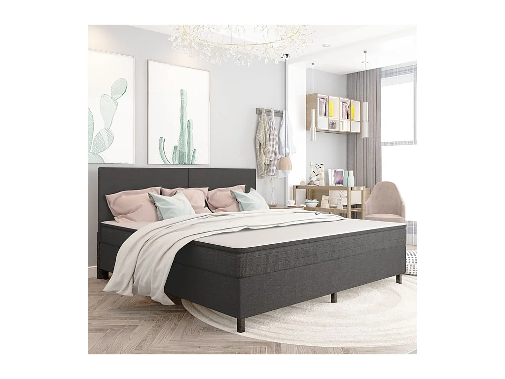 Lit adulte-Lit double-Sommier à lattes de lit sans matelas gris tissu 200x200 cm
