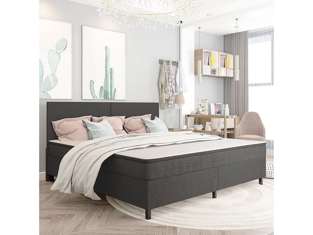 Estructura de cama Box Spring sin colchón tela gris 200x200 cm SHL26192