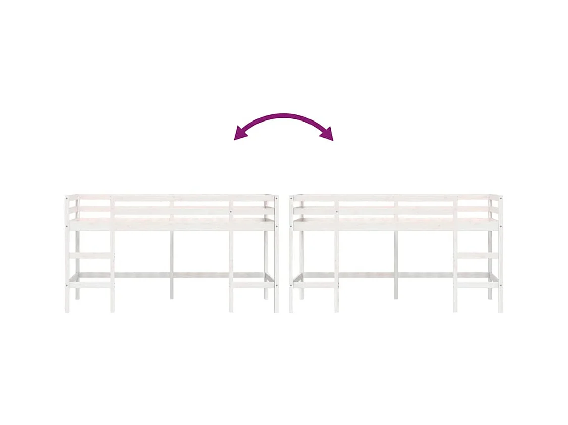 Lit simlpe-Lit mezzanine enfant sans matelas avec échelle 90x200 cm