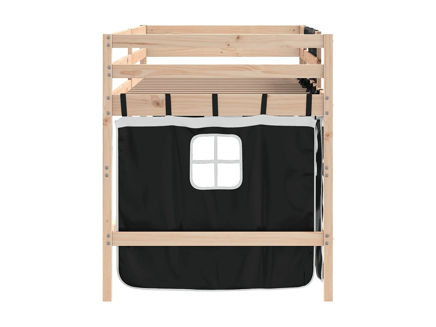 Lit simlpe-Lit mezzanine enfants avec rideaux sans matelas 90x200cm