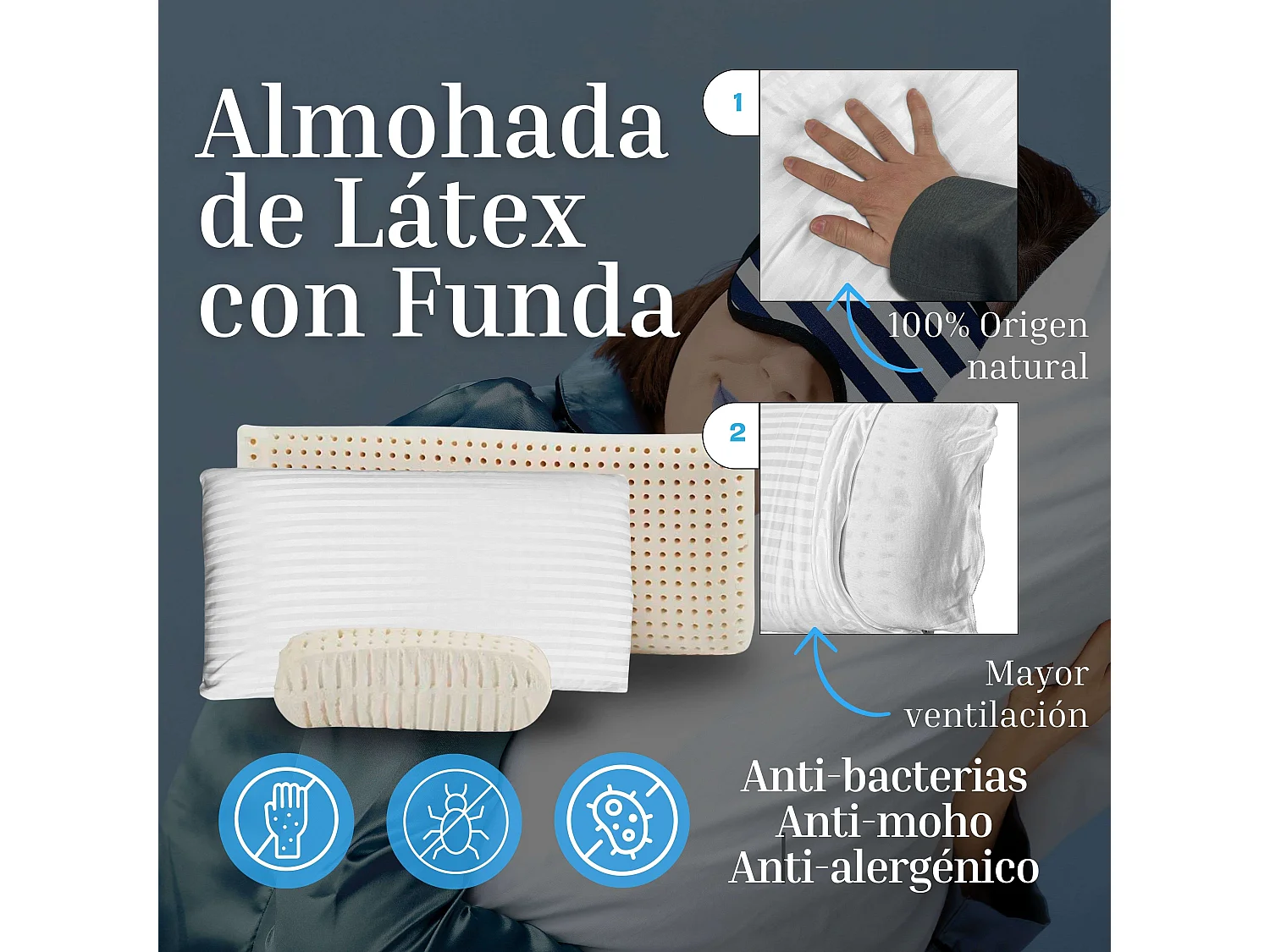 Almofada de Látex Perfurada com Capa 150 cm