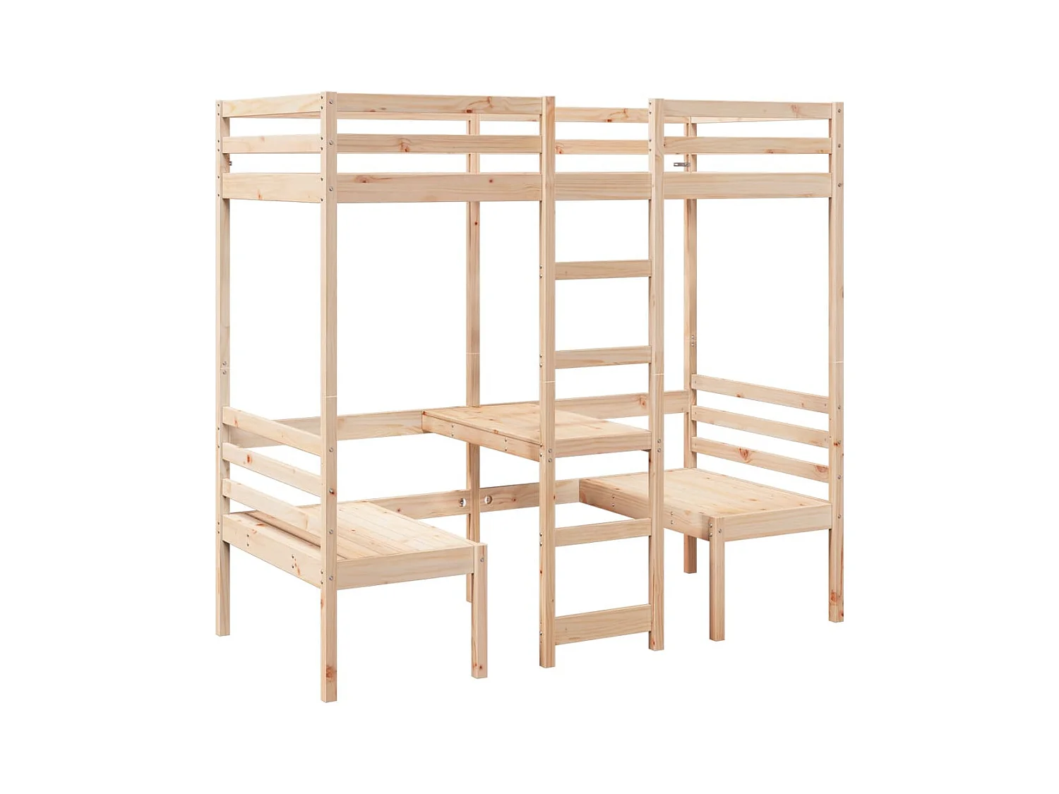 Lit mezzanine avec bureau et chaises 80x200 cm pin massif