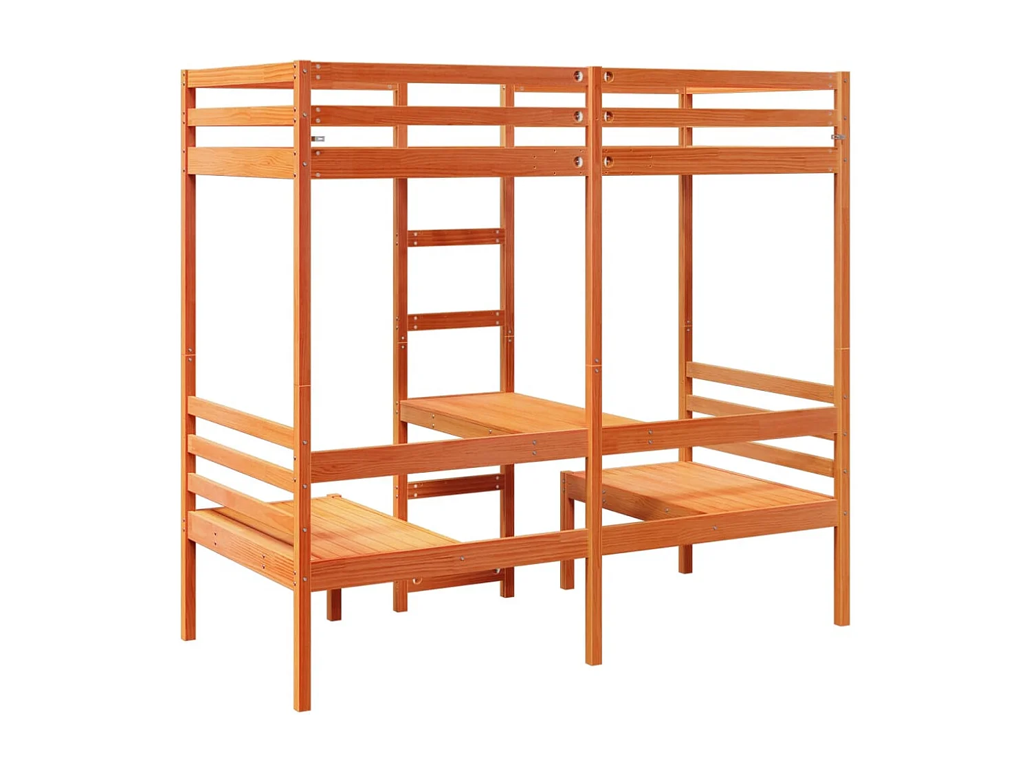 Lit mezzanine avec bureau et chaises brun cire 90x190 cm pin