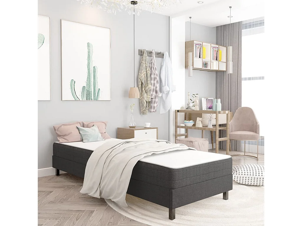 Boxspring-Bettgestell Grau Stoff 90x200 cm SHL438367