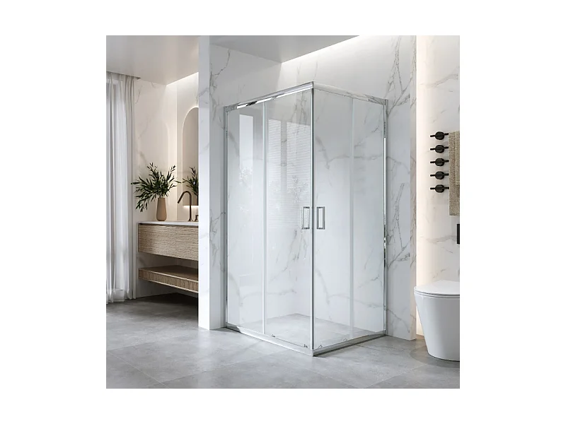 Cabina Doccia Angolare Scorrevole 70x90 Cm H 185 cm Vetro Trasparente 6 mm | Kiro