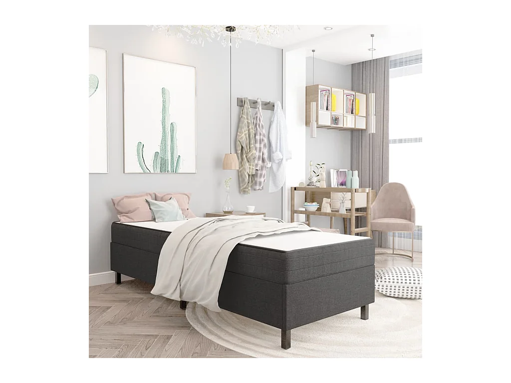 Lit adulte-Lit simple-Sommier à lattes de lit sans matelas gris tissu 100x200 cm