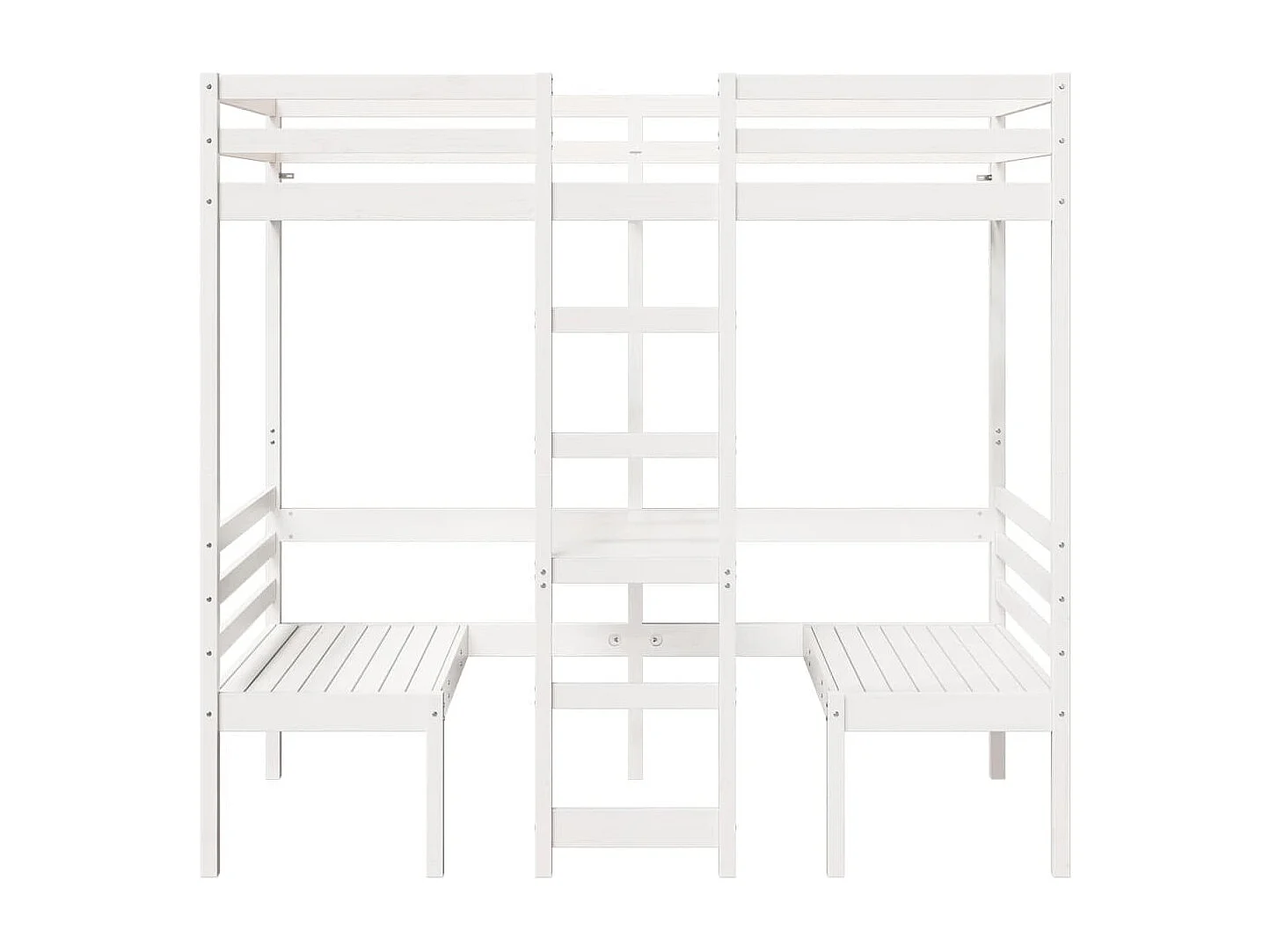 Cama alta c/ secretária/cadeiras 80x200cm pinho maciço branco SHL675967