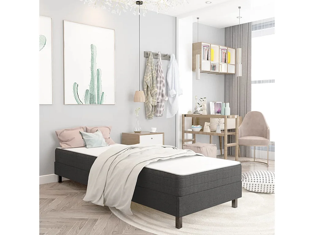 Lit adulte-Lit simple-Sommier à lattes de lit sans matelas gris tissu 100x200 cm