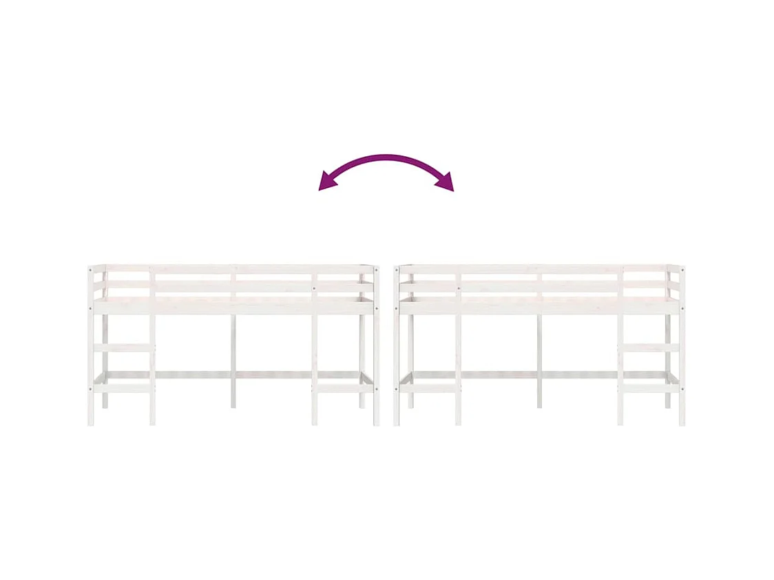 Lit simple-Lit mezzanine enfant sans matelas avec échelle 80x200 cm