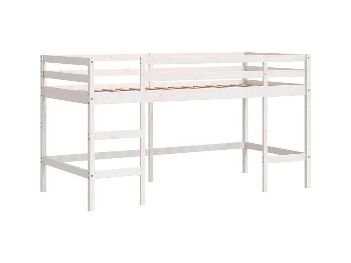 Lit simple-Lit mezzanine enfant avec rideaux sans matelas rose 80x200cm