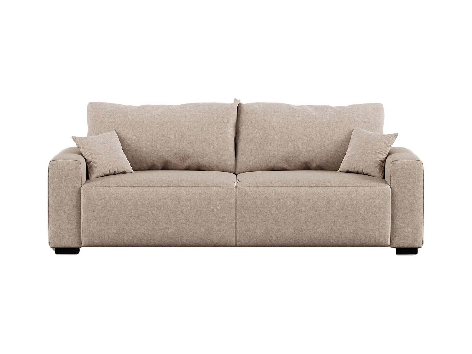 Sofá cama 3 plazas Fini Moderno Beige 234x90,5x99 cm con 2 cojines tela