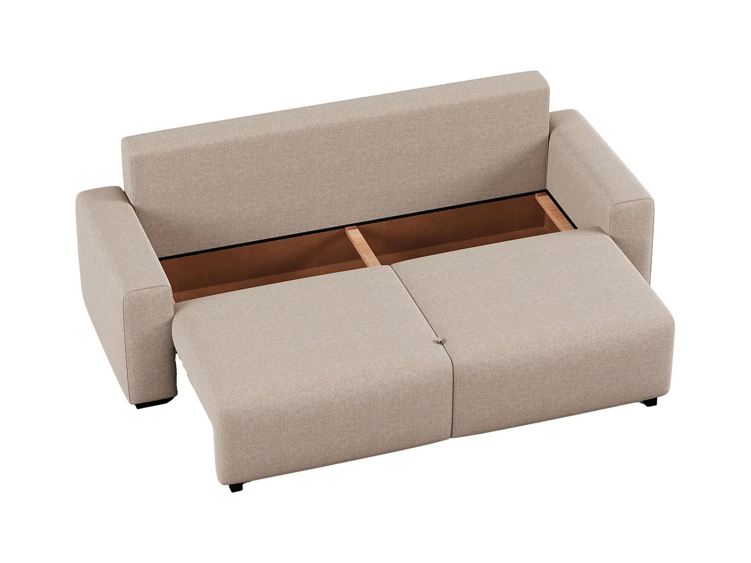 Sofá cama 3 plazas Fini Moderno Beige 234x90,5x99 cm con 2 cojines tela