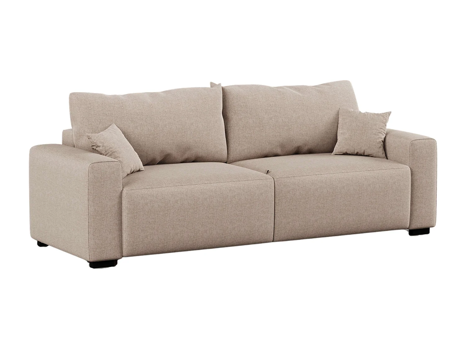 Sofá cama 3 plazas Fini Moderno Beige 234x90,5x99 cm con 2 cojines tela