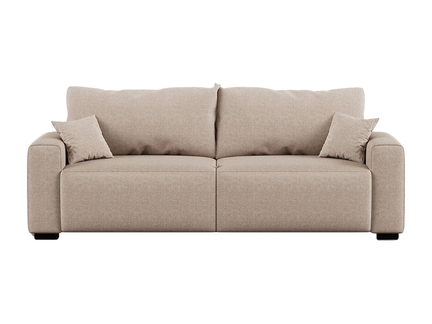 Sofá cama 3 plazas Fini Moderno Beige 234x90,5x99 cm con 2 cojines tela