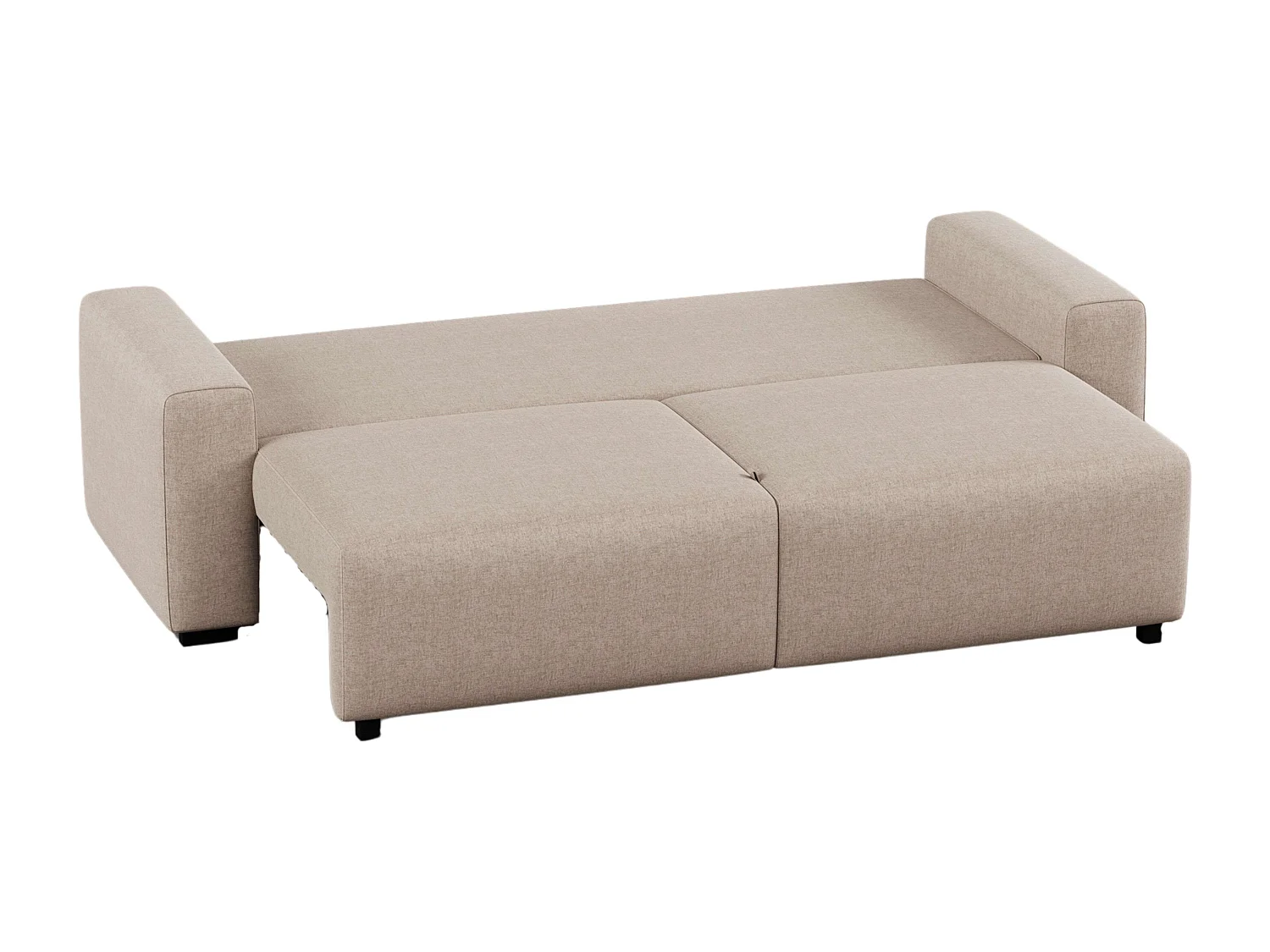 Sofá cama 3 plazas Fini Moderno Beige 234x90,5x99 cm con 2 cojines tela