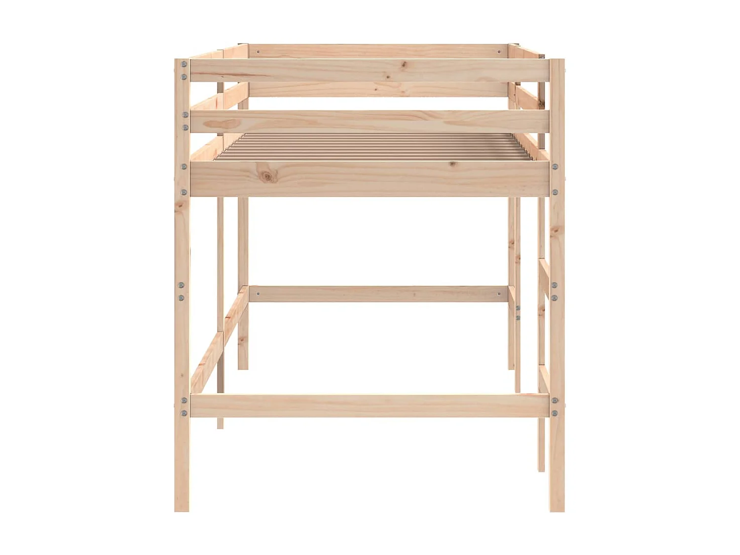 Bettgestell | Kinderhochbett mit Leiter 90x190 cm Massivholz Kiefer SHL606543