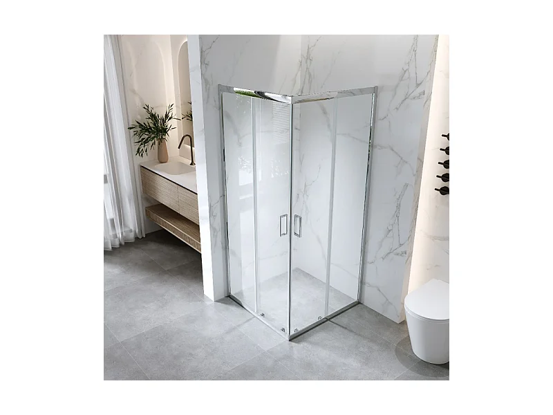 Cabina Doccia Angolare Scorrevole 80x80 Cm H 185 cm vetro Trasparente 6 mm | Kiro