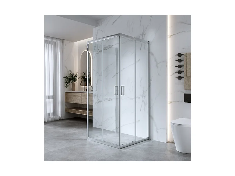 Cabina Doccia 3 Lati 70x70x70 Cm H 185 cm vetro 6 mm Trasparente Scorrevole| Kiro
