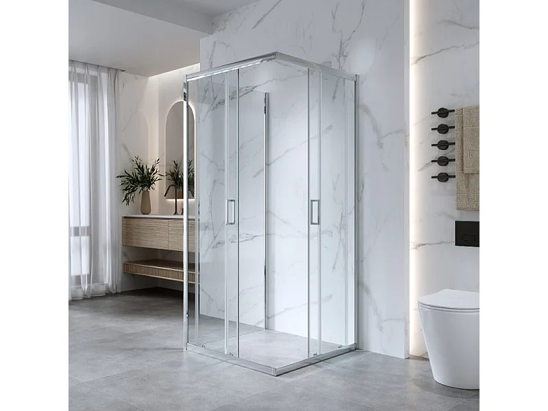 Cabina Doccia 3 Lati 70x70x70 Cm H 185 cm vetro 6 mm Trasparente Scorrevole| Kiro