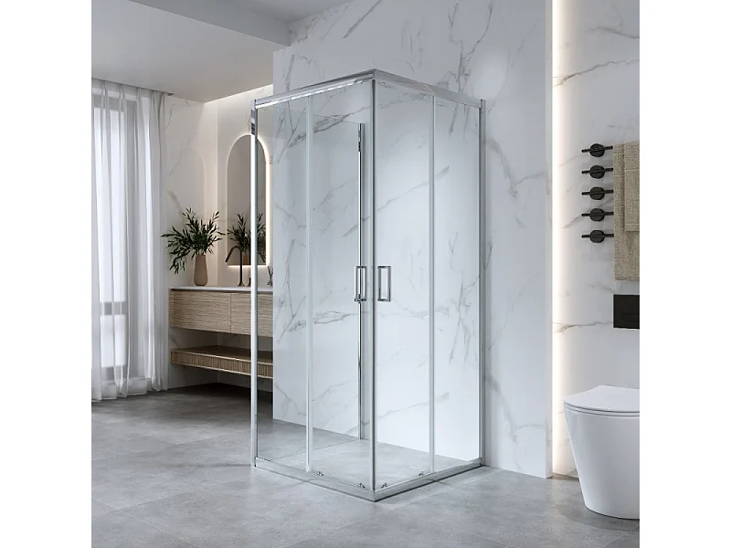 Cabina Doccia 3 Lati 70x70x70 Cm H 185 cm vetro 6 mm Trasparente Scorrevole| Kiro
