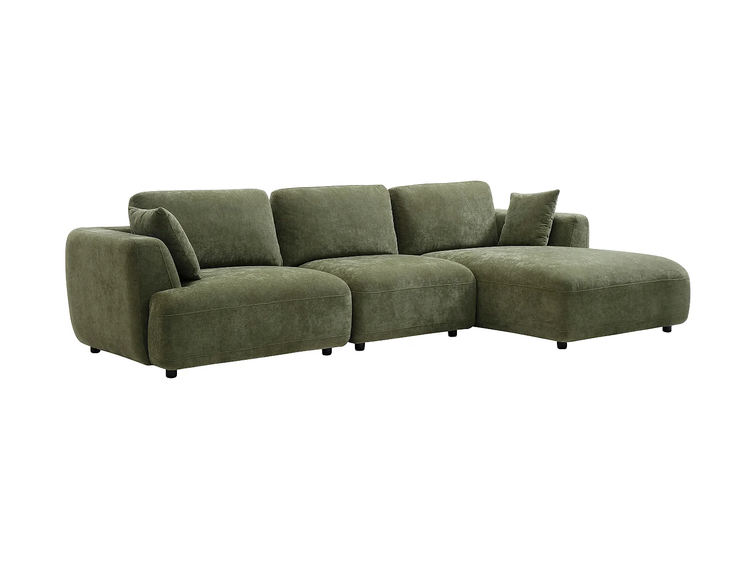 Canapé d'angle droit et pouf en tissu vert TINDRALO