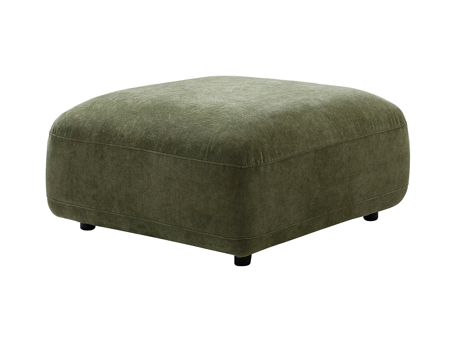 Canapé d'angle gauche et pouf en tissu vert TINDRALO
