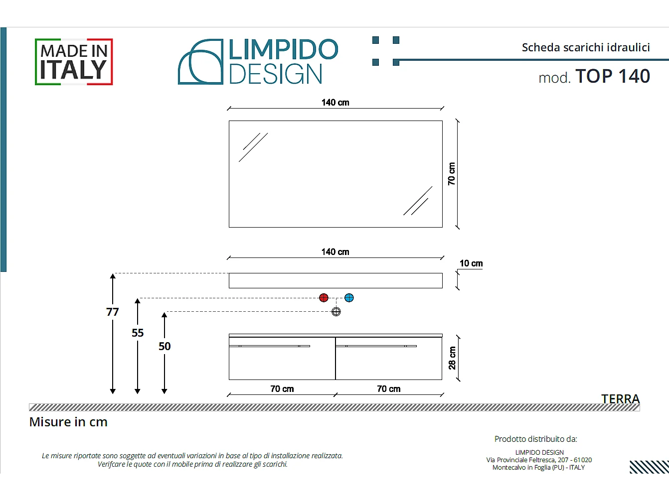 Mobile bagno Top L 140 x P 46 con lavabo in appoggio poro noce cassettiera 140 verde salvia specchio rettangolare