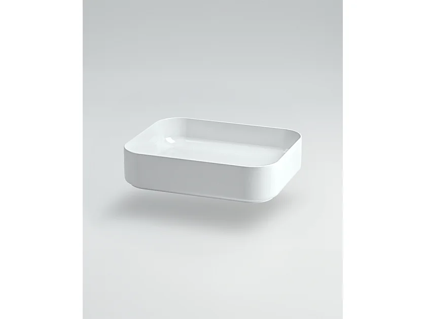Mobile bagno Top L 140 x P 46 con lavabo in appoggio poro noce cassettiera 140 blu oceano specchio rettangolare