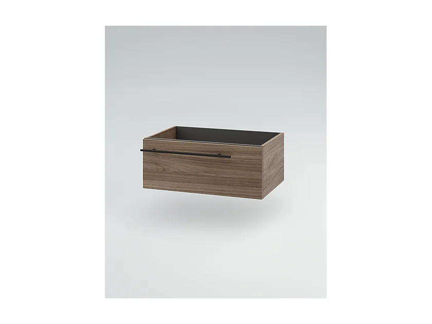 Mobile bagno Top L 140 x P 46 con lavabo in appoggio poro noce cassettiera 140 poro noce specchio rettangolare