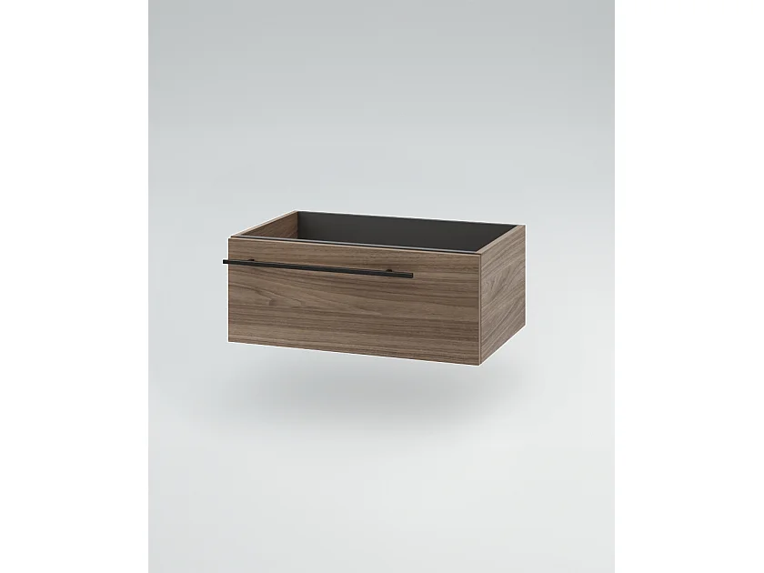 Mobile bagno Top L 140 x P 46 con lavabo in appoggio poro noce cassettiera 140 poro noce specchio rettangolare