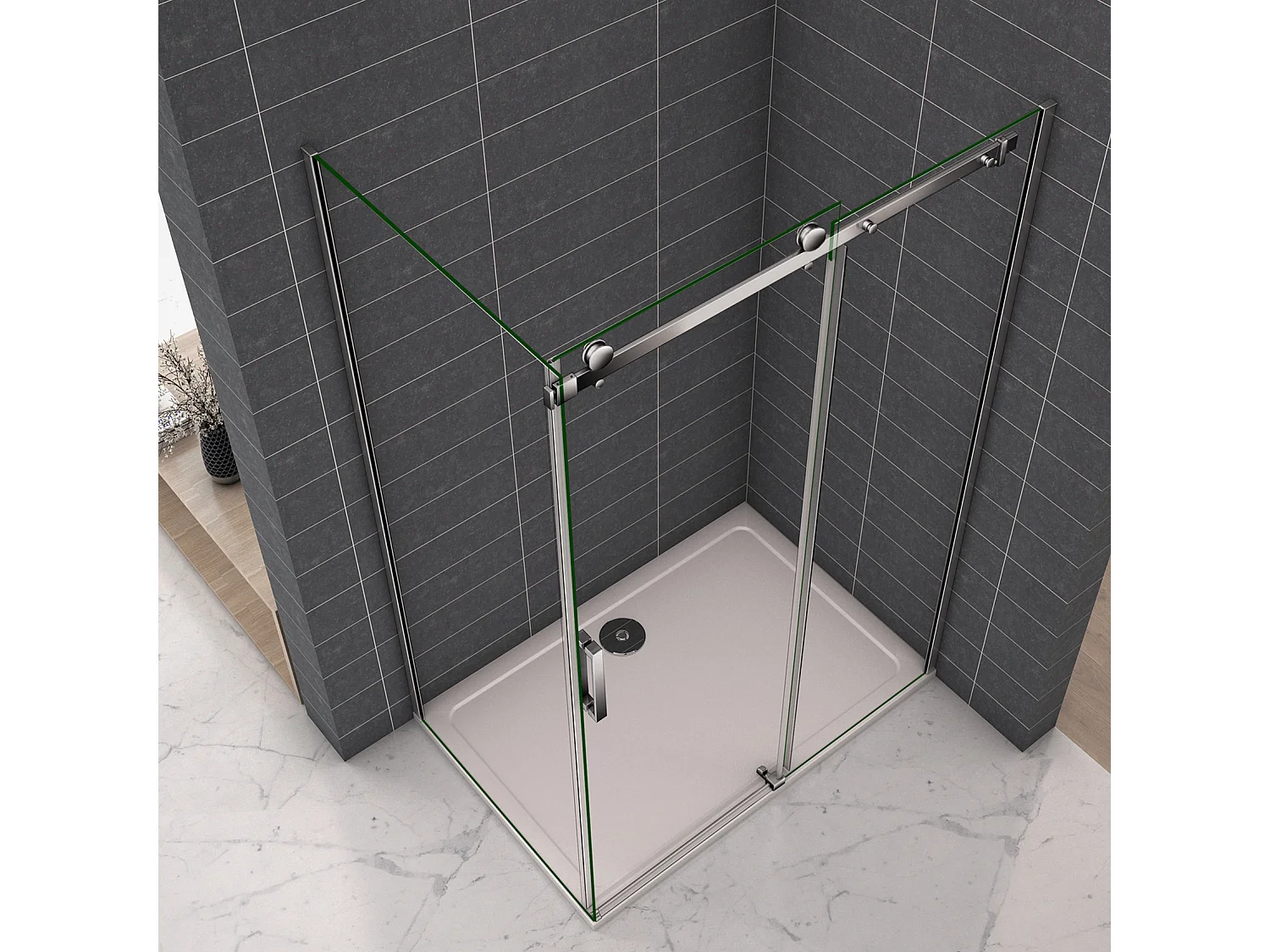 6mm Sicherheitsklarglas Nischentür Schiebetür Gleittür Dusche Duschabtrennung Duschkabine 100X115cm