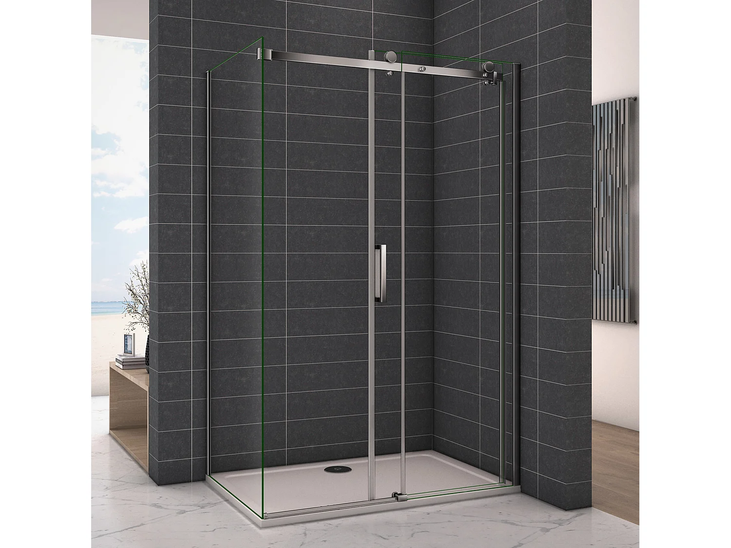 6mm Sicherheitsklarglas Nischentür Schiebetür Gleittür Dusche Duschabtrennung Duschkabine 90X115cm