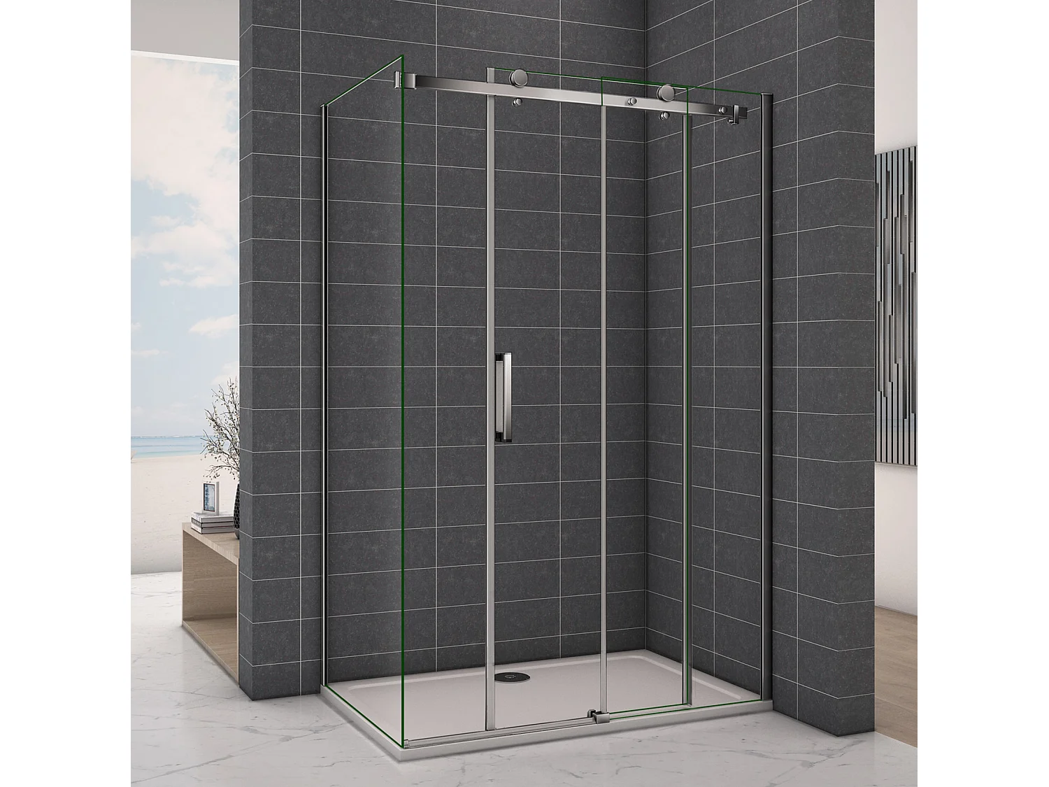 6mm Sicherheitsklarglas Nischentür Schiebetür Gleittür Dusche Duschabtrennung Duschkabine 80X115cm