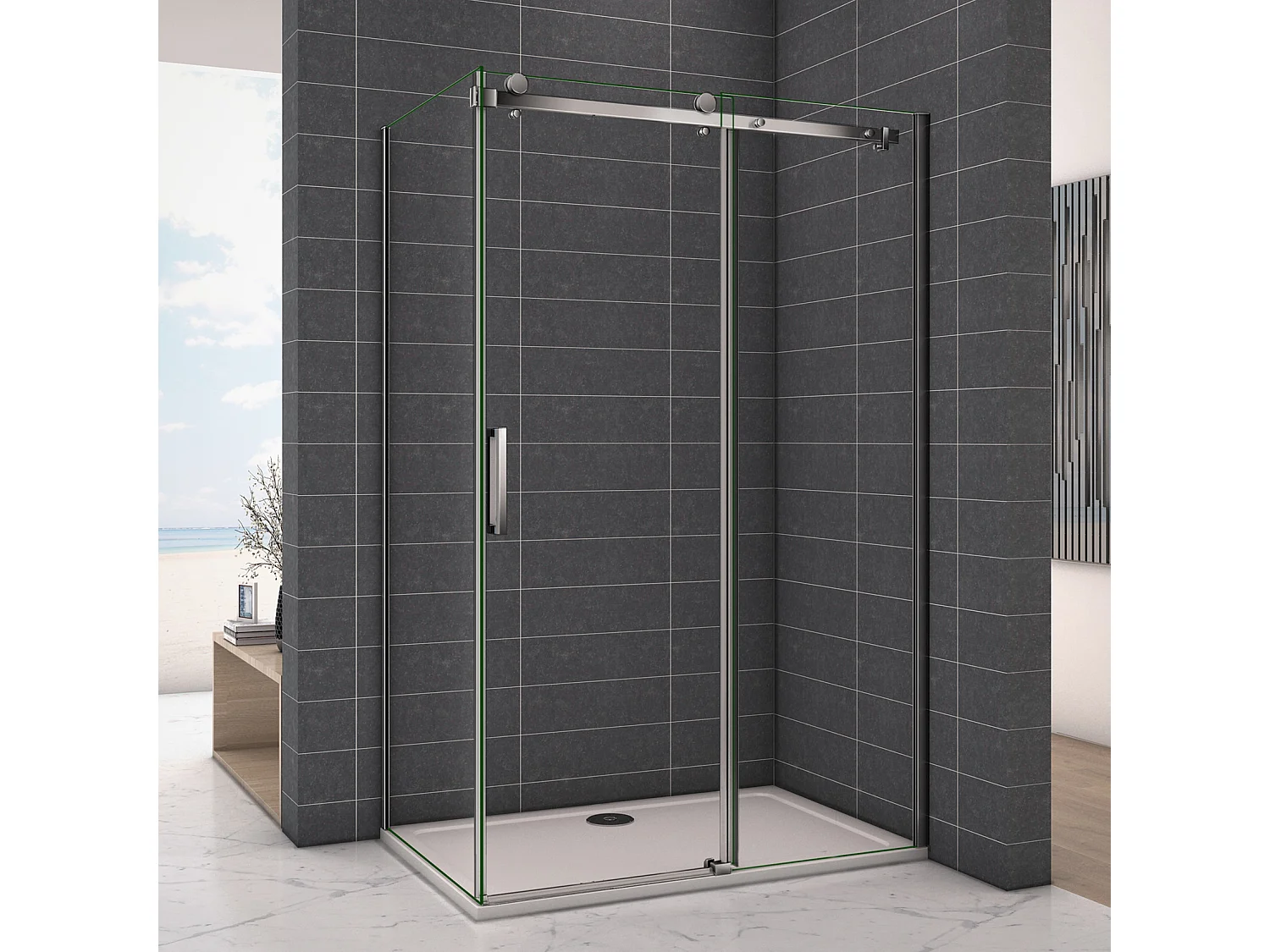 6mm Sicherheitsklarglas Nischentür Schiebetür Gleittür Dusche Duschabtrennung Duschkabine 80X115cm