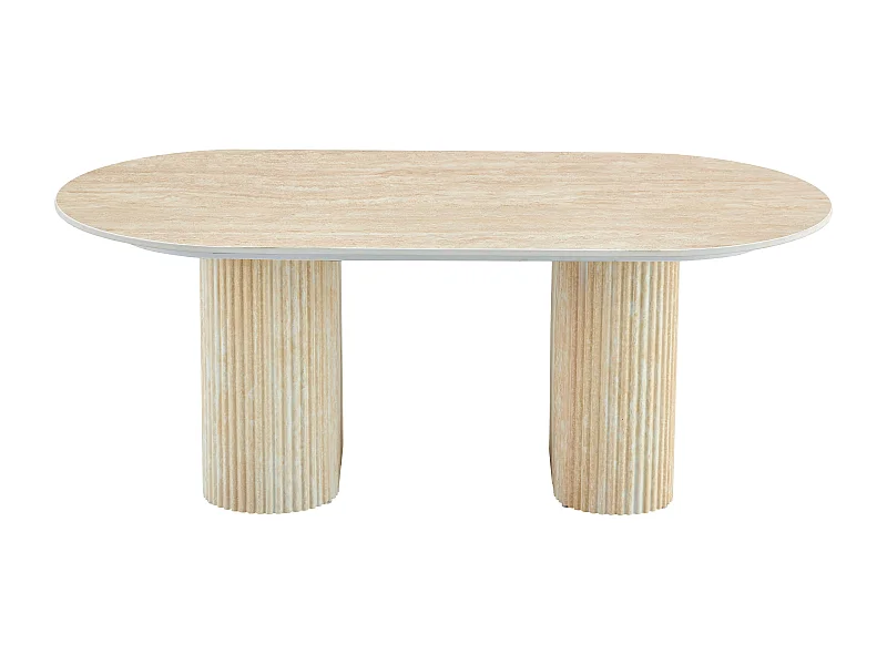 Table basse ROXY Pied Effet Travertin 120x60x45 cm