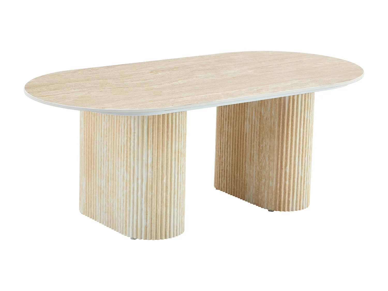 Table basse ROXY Pied Effet Travertin 120x60x45 cm