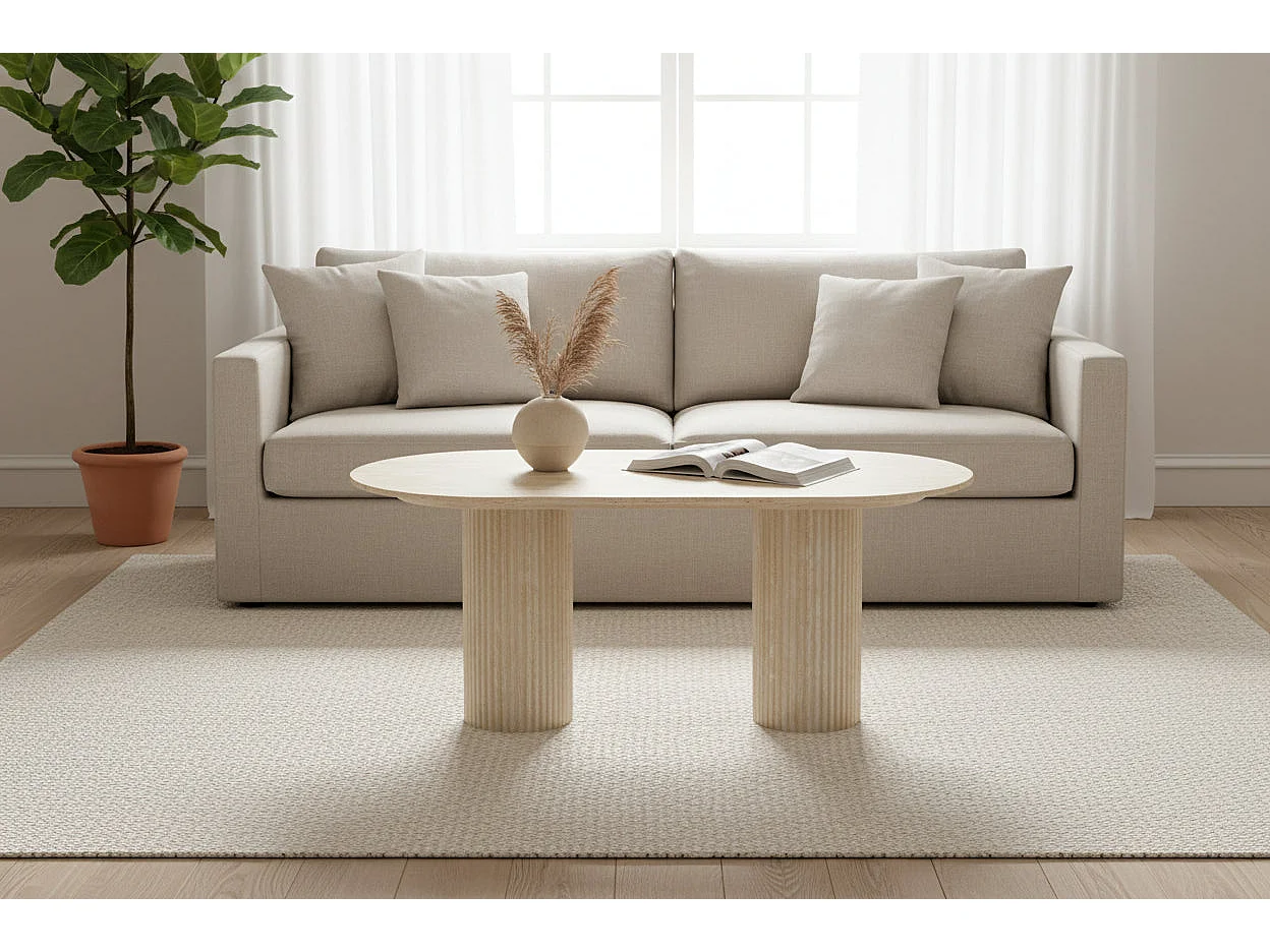 Table basse céramique effet travertin 120x60 cm