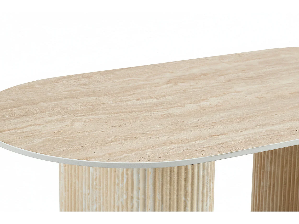 Table basse céramique effet travertin 120x60 cm