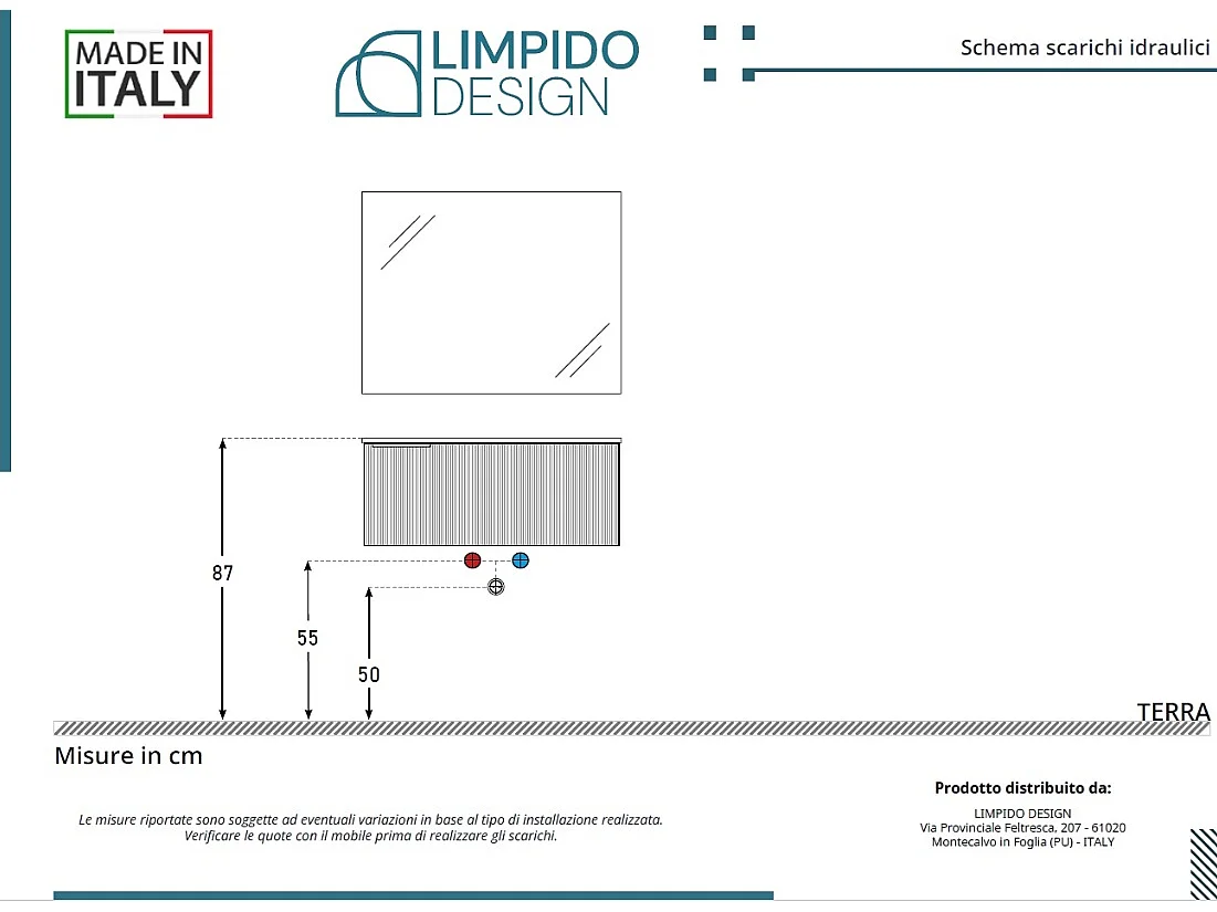 Mobile bagno con lavabo integrato L 90 x H 35,5 x P 46 Noce Nordico Scuro e Specchio