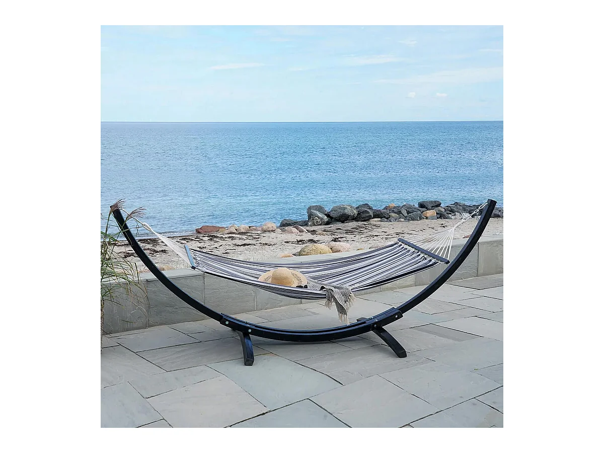 HAMOCK - Hamac Pied en Bois de Mélèze et Toile en Coton et Polyester