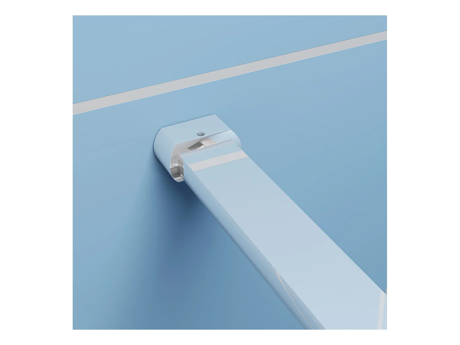 Paroi de douche à l'italienne Chrome 100x200cm - 8mm verre anticalcaire + Barre de fixation 140cm + Étagère de Douche 100cm