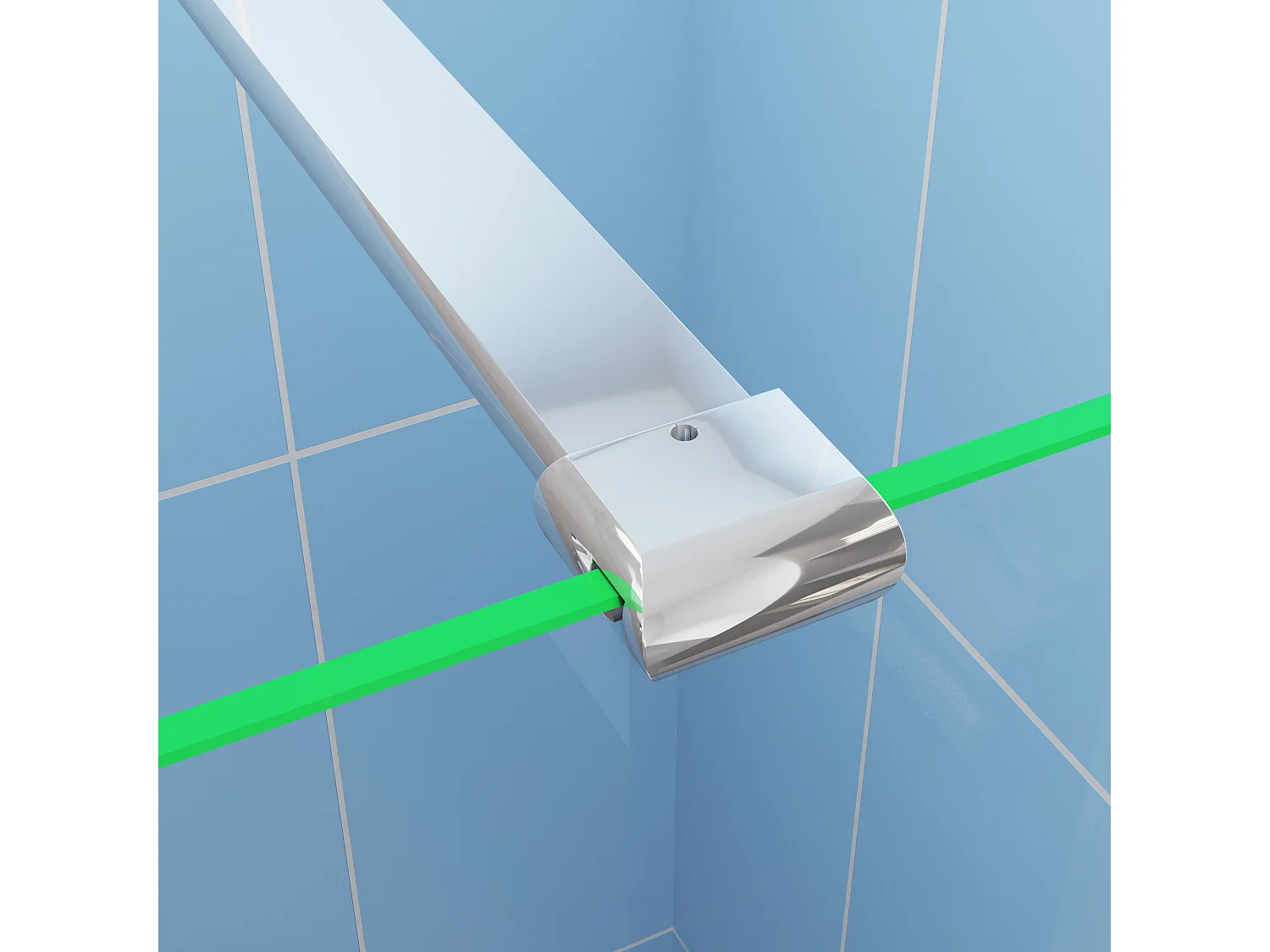 Paroi de douche à l'italienne Chrome 120x200cm - 8mm verre anticalcaire + Barre de fixation 90cm + Étagère de Douche 120cm alu