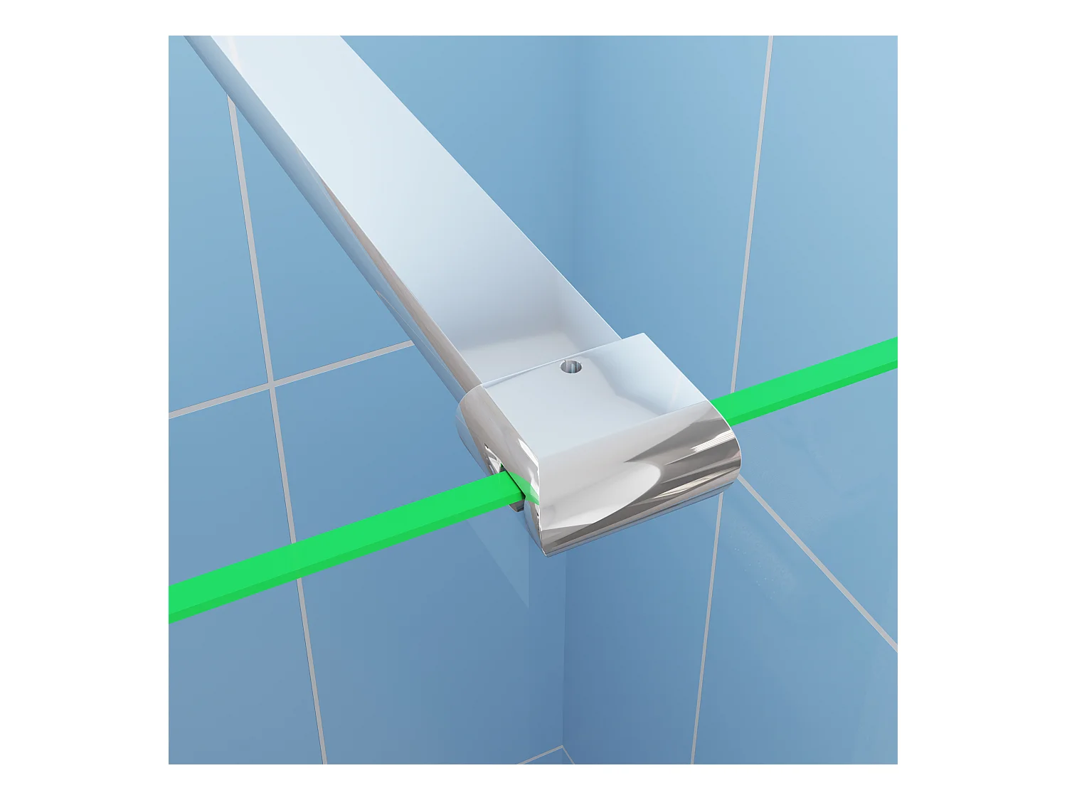 Paroi de douche à l'italienne Chrome 120x200cm - 8mm verre anticalcaire + Barre de fixation 140cm + Étagère de Douche 120cm