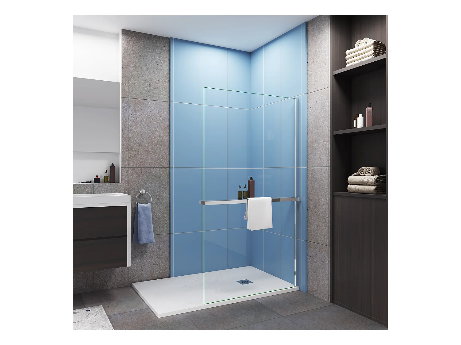 Étagère de Douche pour Paroi de Douche - Alu Chromé 100 cm - Compatible Verre 8 mm, Capacité de Charge 5 kg, Accessoires Salle de Bain