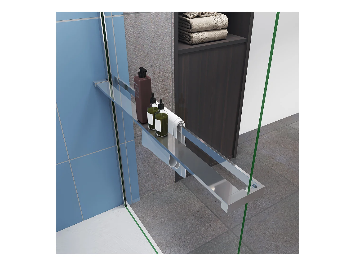 Étagère de Douche pour Paroi de Douche - Alu Chromé 100 cm - Compatible Verre 8 mm, Capacité de Charge 5 kg, Accessoires Salle de Bain